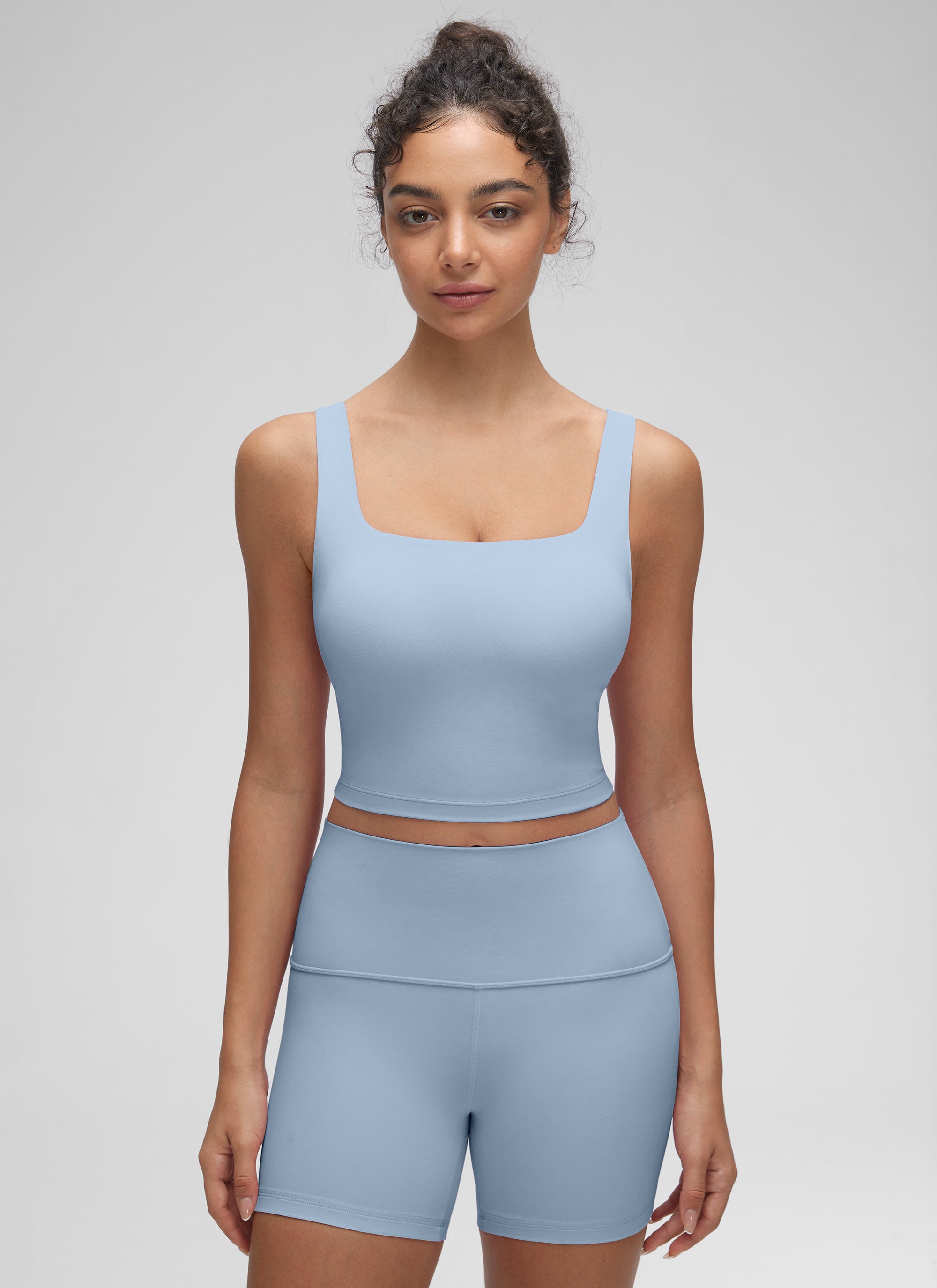 Sports Crop Top Bra - Square Neck, Built-in Support