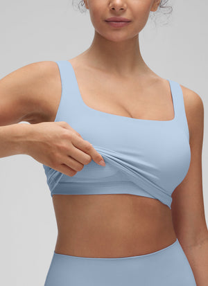 Sports Crop Top Bra - Square Neck, Built-in Support