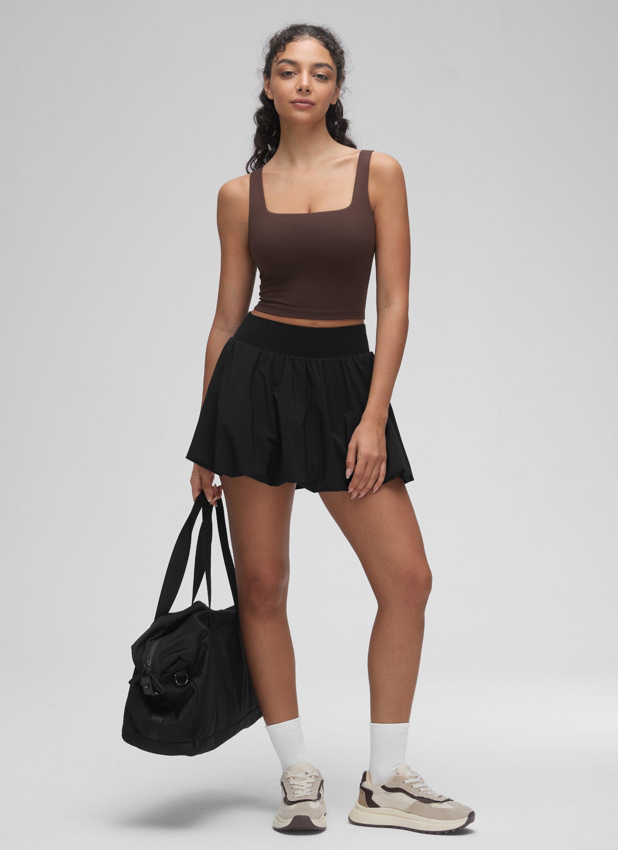 Sports Crop Top Bra - Square Neck, Built-in Support