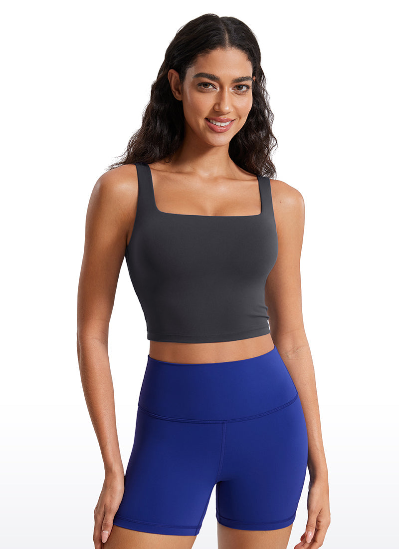 Sports Crop Top Bra - Square Neck, Built-in Support