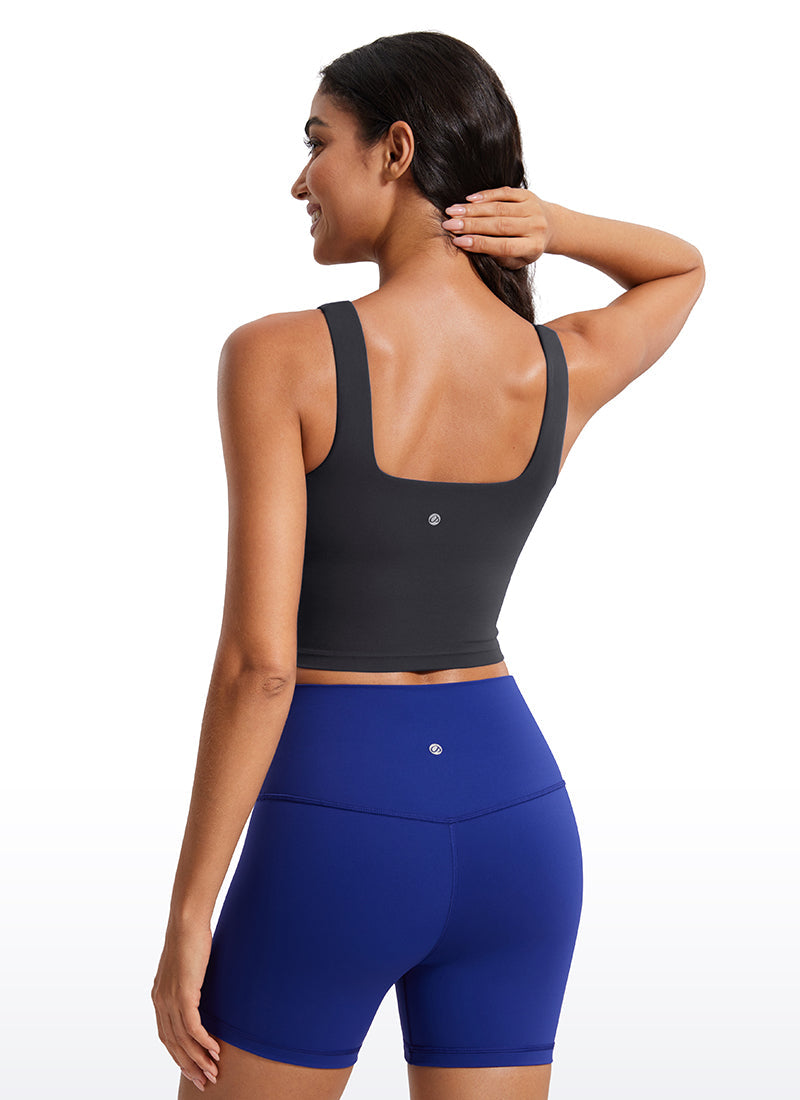 Sports Crop Top Bra - Square Neck, Built-in Support