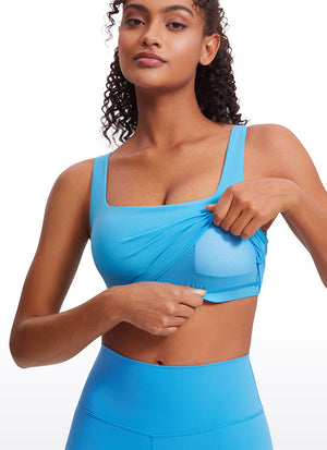 Sports Crop Top Bra - Square Neck, Built-in Support