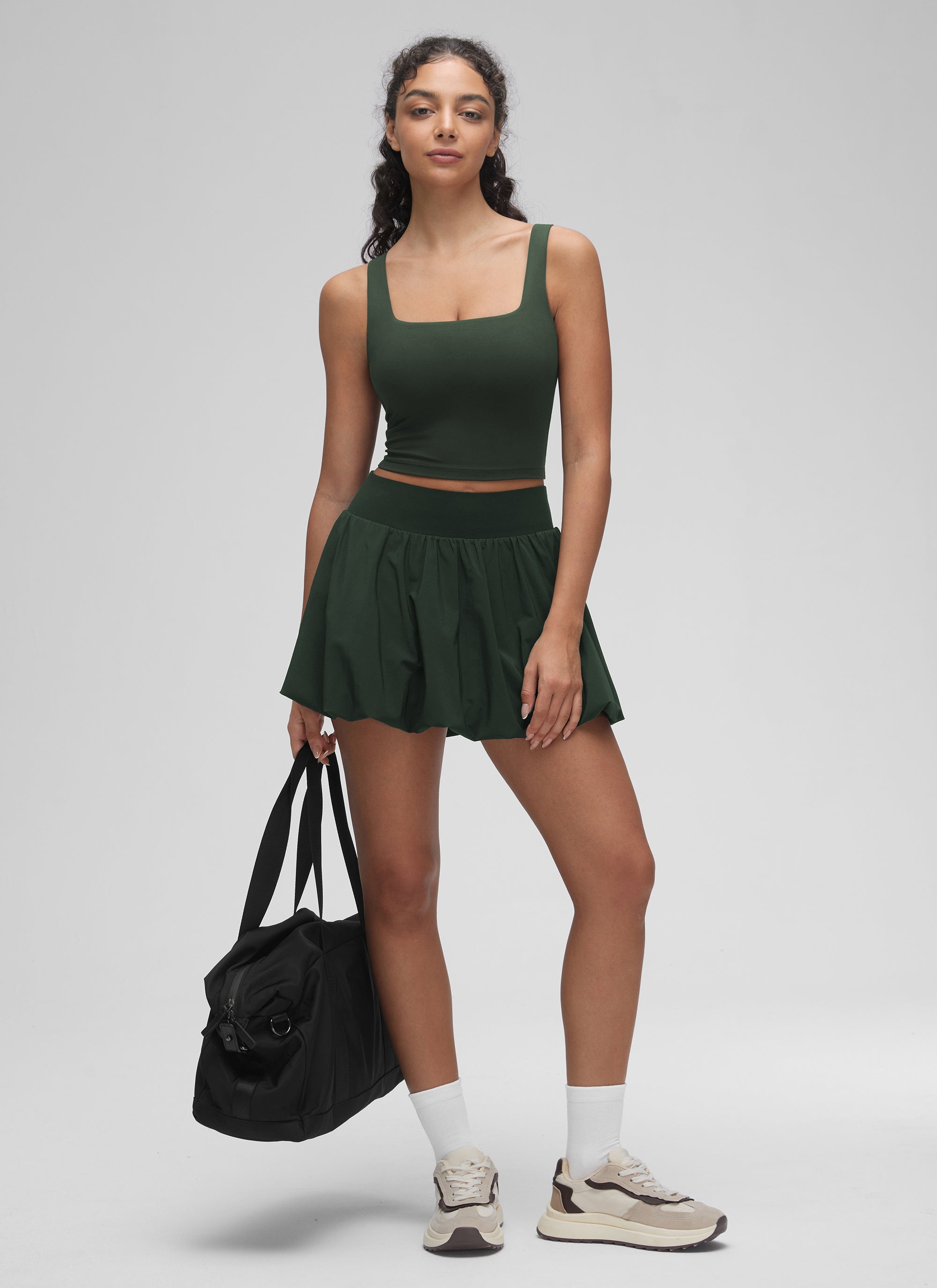 Sports Crop Top Bra - Square Neck, Built-in Support