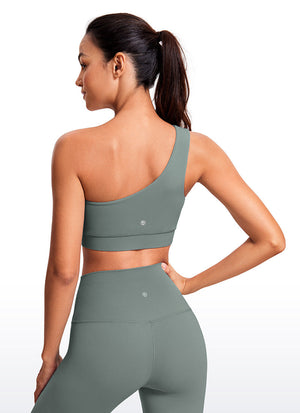 One Shoulder Sports Bra - Asymmetric Design, Single Strap