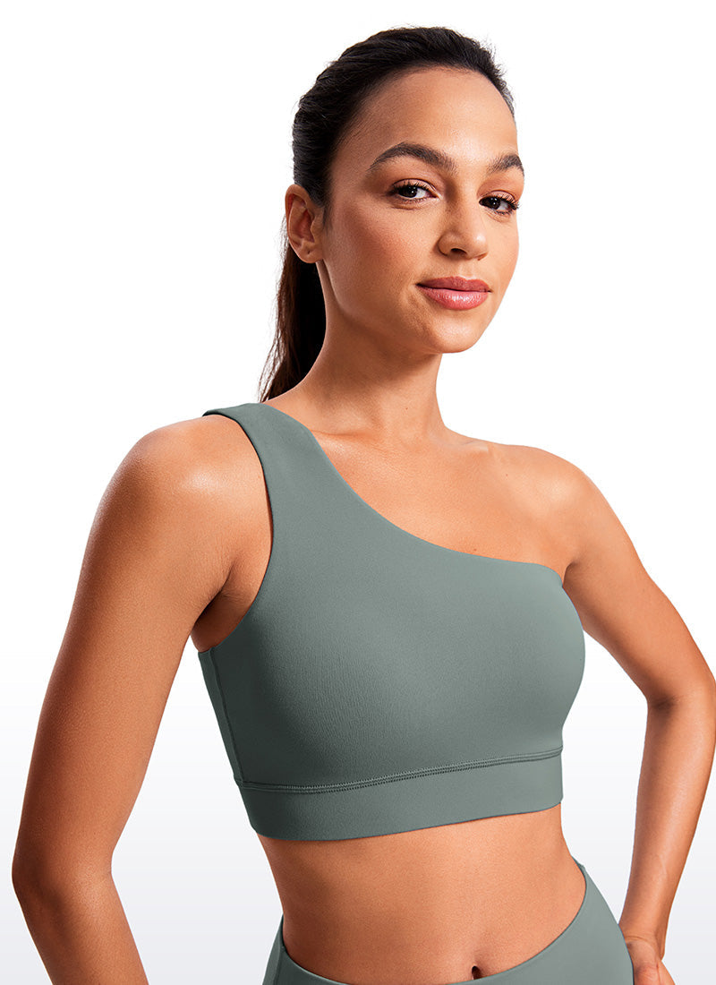 One Shoulder Sports Bra - Asymmetric Design, Single Strap