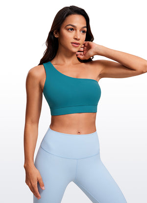 One Shoulder Sports Bra - Asymmetric Design, Single Strap
