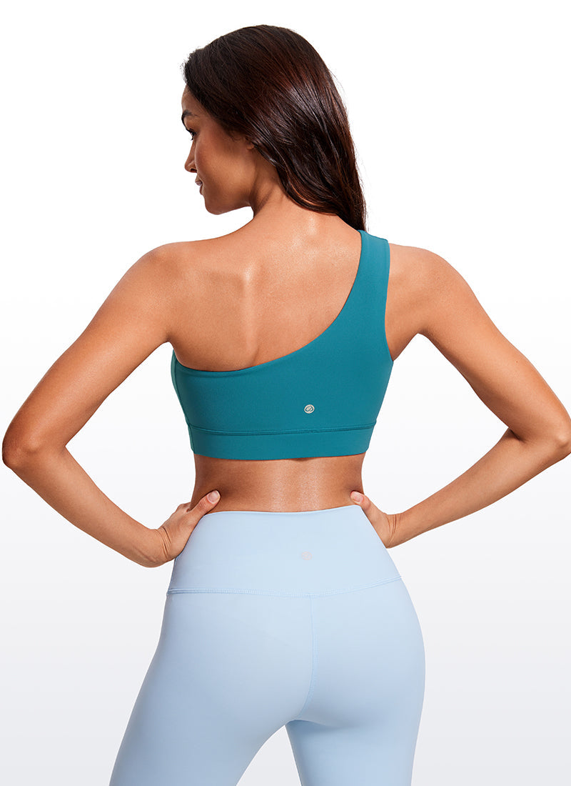One Shoulder Sports Bra - Asymmetric Design, Single Strap