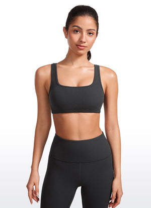 Ribbed Padded Mini Bra - Ribbed Texture, Square Neck, Padded