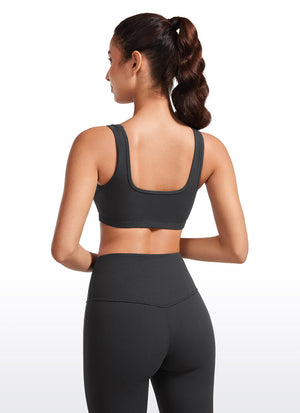 Ribbed Padded Mini Bra - Ribbed Texture, Square Neck, Padded