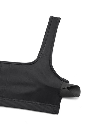 Ribbed Padded Mini Bra - Ribbed Texture, Square Neck, Padded