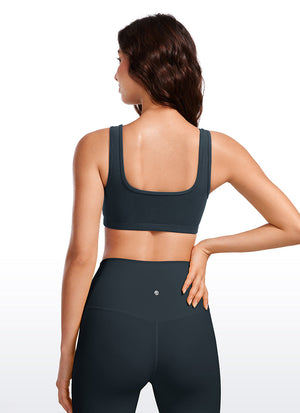 Ribbed Padded Mini Bra - Ribbed Texture, Square Neck, Padded