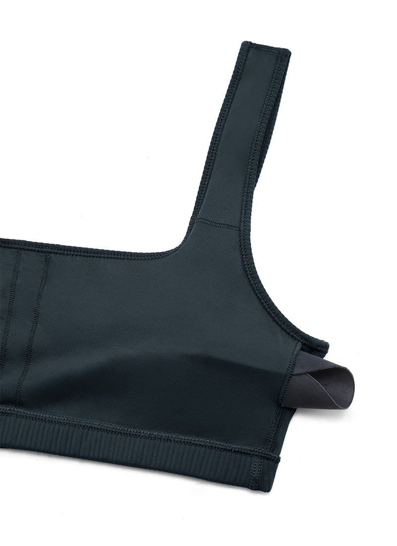 Ribbed Padded Mini Bra - Ribbed Texture, Square Neck, Padded