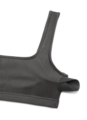 Ribbed Padded Mini Bra - Ribbed Texture, Square Neck, Padded