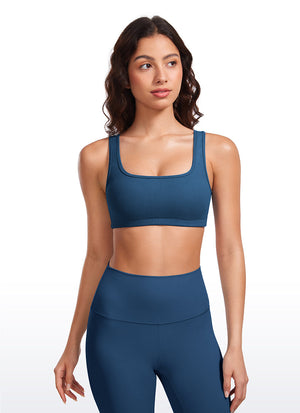 Ribbed Padded Mini Bra - Ribbed Texture, Square Neck, Padded