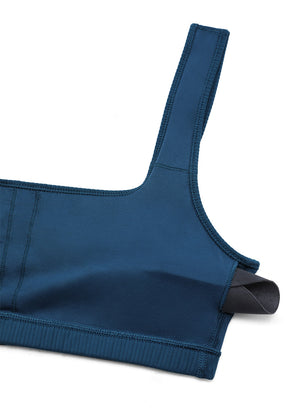 Ribbed Padded Mini Bra - Ribbed Texture, Square Neck, Padded