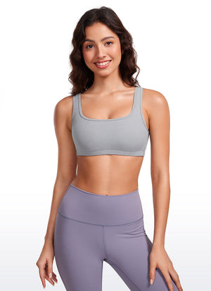 Ribbed Padded Mini Bra - Ribbed Texture, Square Neck, Padded