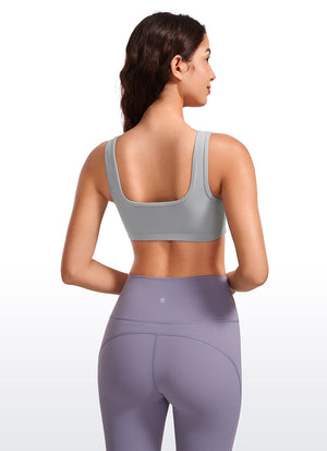 Ribbed Padded Mini Bra - Ribbed Texture, Square Neck, Padded