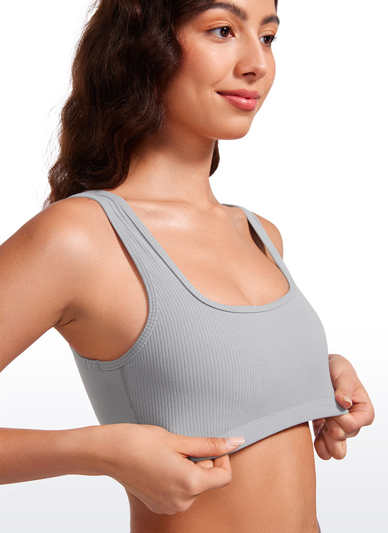 Ribbed Padded Mini Bra - Ribbed Texture, Square Neck, Padded