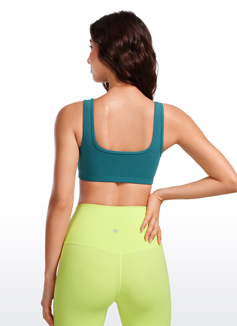 Ribbed Padded Mini Bra - Ribbed Texture, Square Neck, Padded