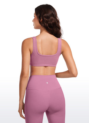 Ribbed Padded Mini Bra - Ribbed Texture, Square Neck, Padded
