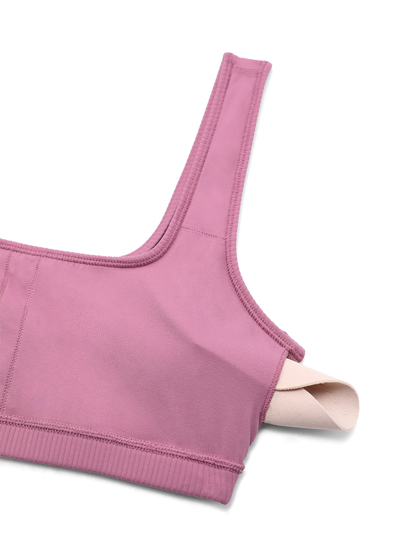 Ribbed Padded Mini Bra - Ribbed Texture, Square Neck, Padded