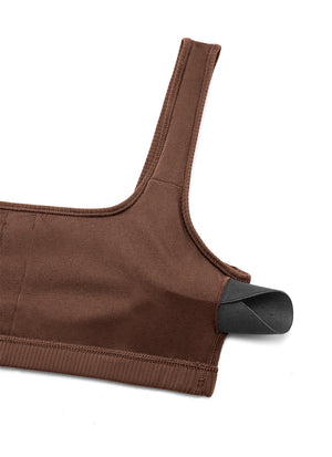 Ribbed Padded Mini Bra - Ribbed Texture, Square Neck, Padded