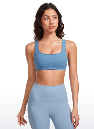Ribbed Padded Mini Bra - Ribbed Texture, Square Neck, Padded