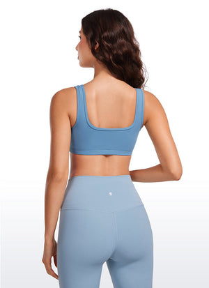 Ribbed Padded Mini Bra - Ribbed Texture, Square Neck, Padded