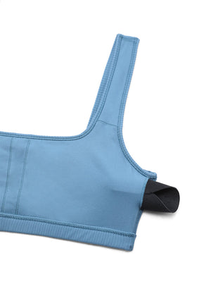 Ribbed Padded Mini Bra - Ribbed Texture, Square Neck, Padded