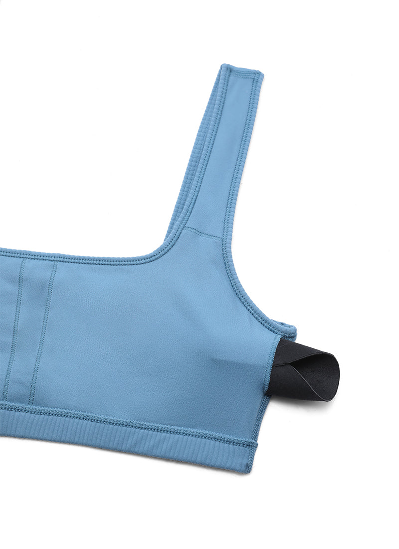 Ribbed Padded Mini Bra - Ribbed Texture, Square Neck, Padded