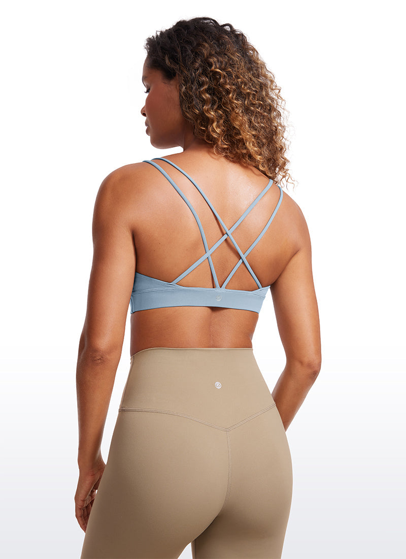 Strappy Back Sports Bra - V Neck, Multiple Straps