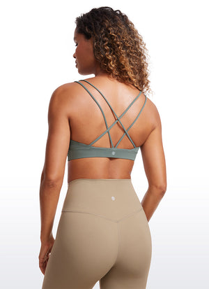 Strappy Back Sports Bra - V Neck, Multiple Straps