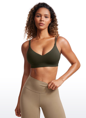 Strappy Back Sports Bra - V Neck, Multiple Straps