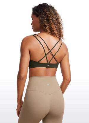 Strappy Back Sports Bra - V Neck, Multiple Straps