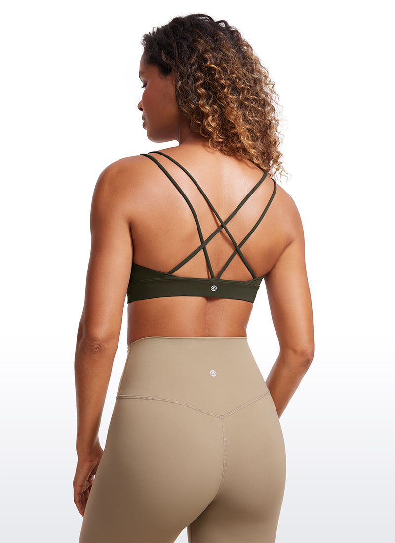 Strappy Back Sports Bra - V Neck, Multiple Straps