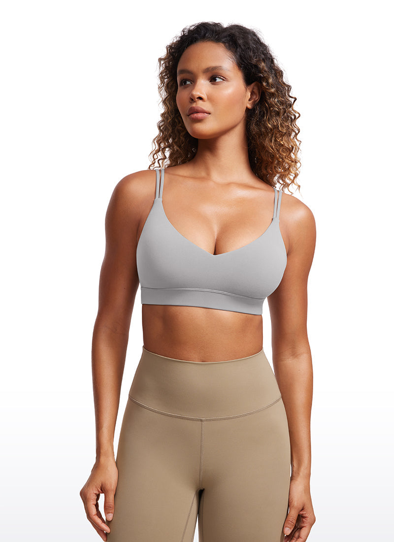Strappy Back Sports Bra - V Neck, Multiple Straps