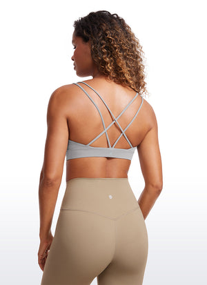 Strappy Back Sports Bra - V Neck, Multiple Straps