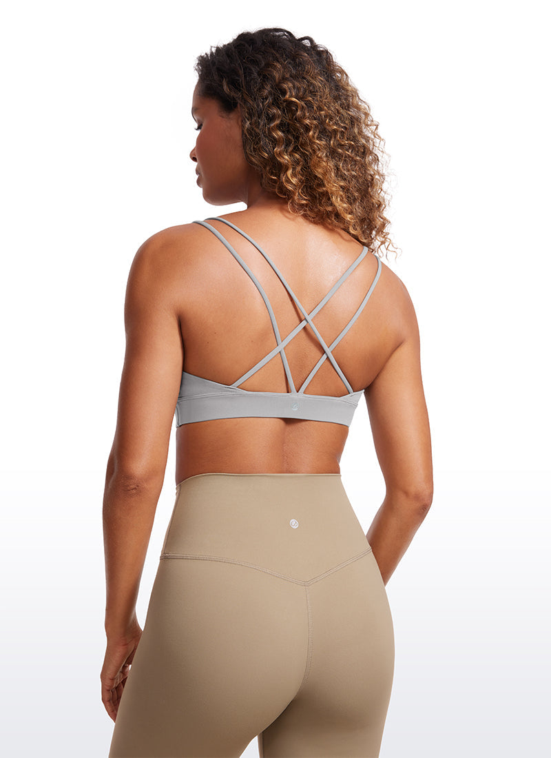 Strappy Back Sports Bra - V Neck, Multiple Straps