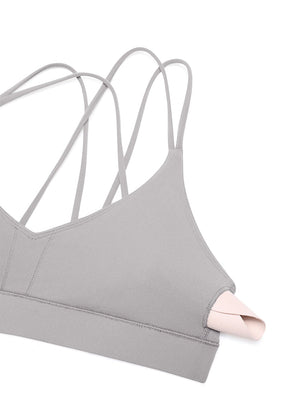 Strappy Back Sports Bra - V Neck, Multiple Straps