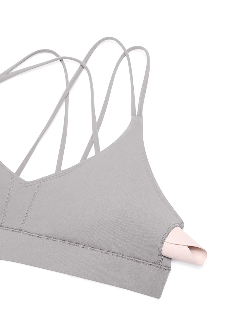 Strappy Back Sports Bra - V Neck, Multiple Straps