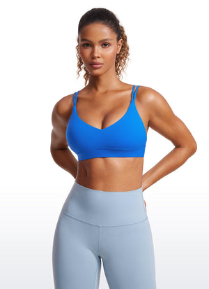 Strappy Back Sports Bra - V Neck, Multiple Straps