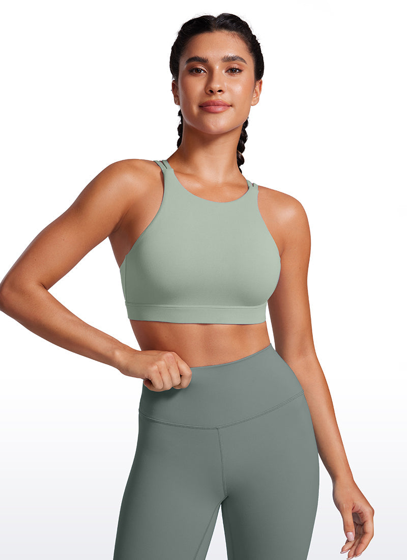 High Neck Longline Sports Bra - Full Coverage, Extended Length