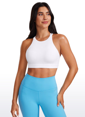 High Neck Longline Sports Bra - Full Coverage, Extended Length