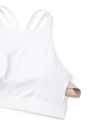 High Neck Longline Sports Bra - Full Coverage, Extended Length