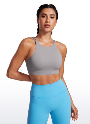High Neck Longline Sports Bra - Full Coverage, Extended Length
