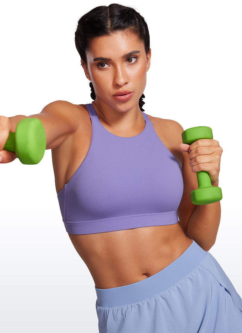 High Neck Longline Sports Bra - Full Coverage, Extended Length