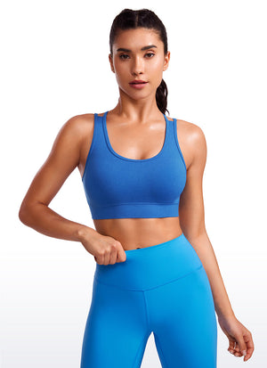 Seamless Sports Bra - Criss Cross Back, Longline - Blue