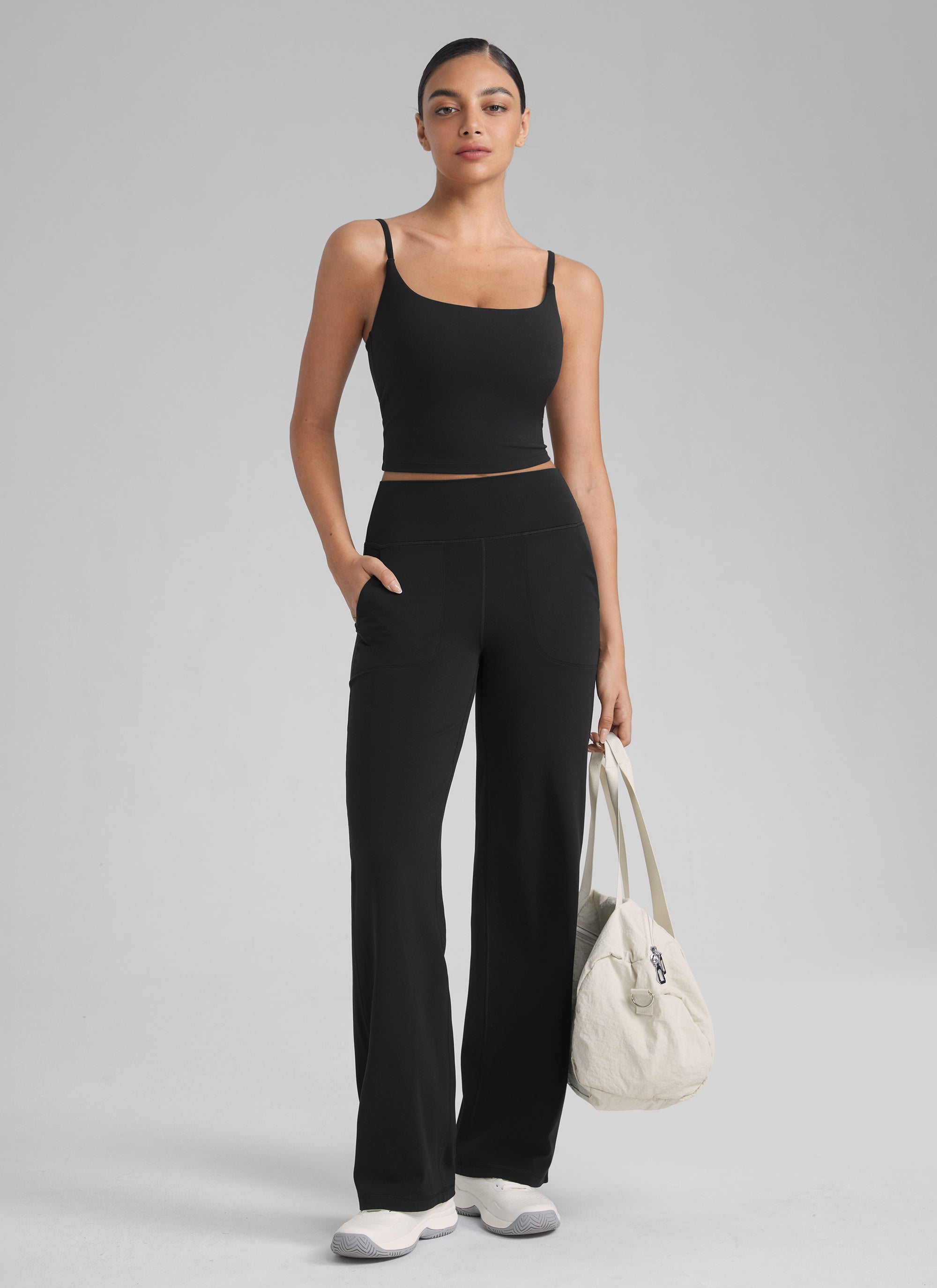 Crop Top Sports Bra - Cropped Tank, Built-in Support