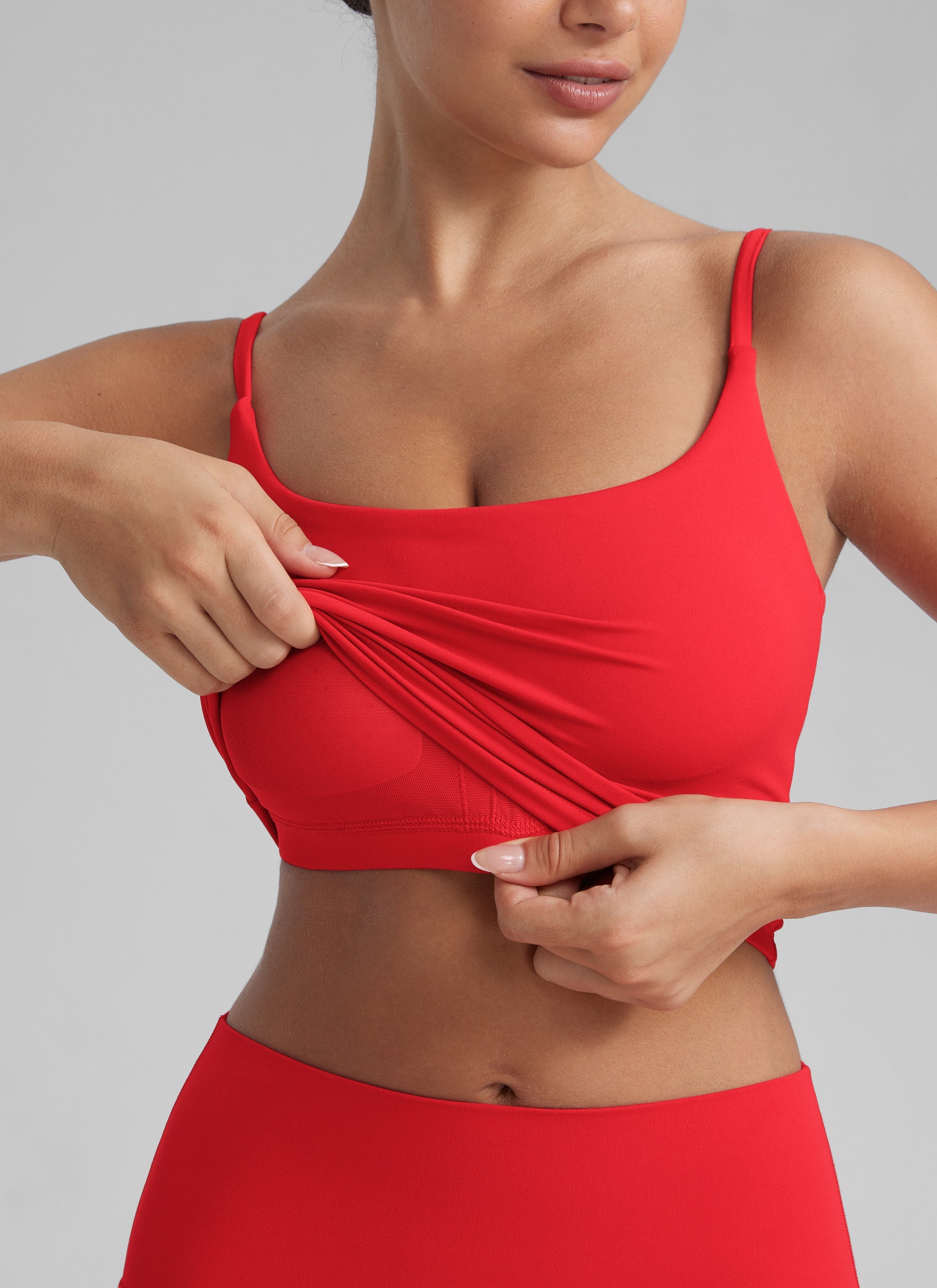 Crop Top Sports Bra - Cropped Tank, Built-in Support
