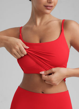 Crop Top Sports Bra - Cropped Tank, Built-in Support